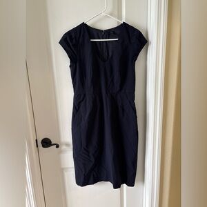 J. Crew Wool Sheath Dress Cap Sleeve Navy Blue Size 4 Lined